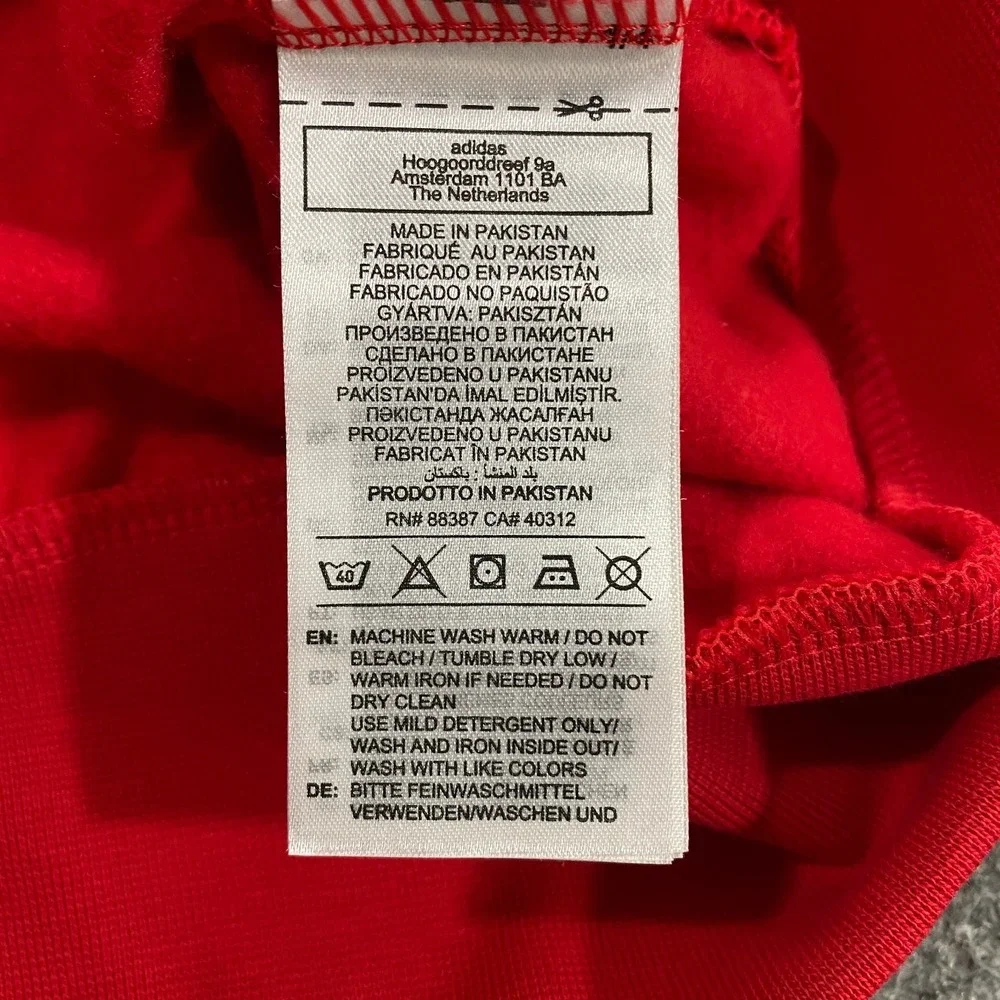 Adidas Trefoil Big Logo Sweatshirt Hoodie Adult Large Red Black  Fleece Pullover
